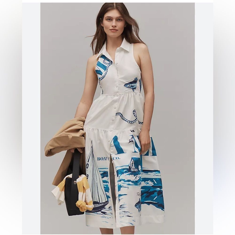 By Anthropologie Maeve Sleeveless Midi Shirt Dress XXS